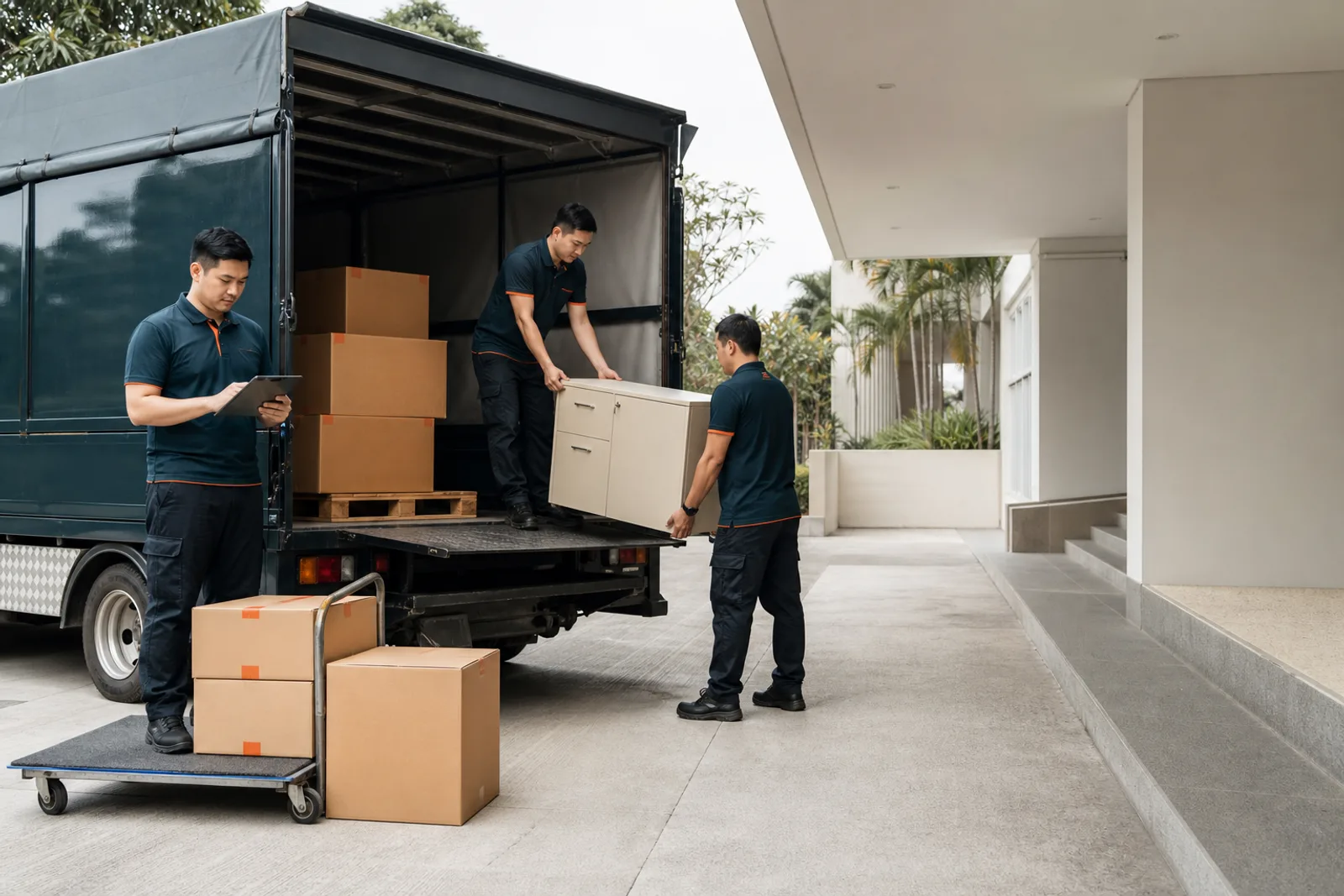 Illustration of a warehouse team coordinating B2B and B2C fulfilment